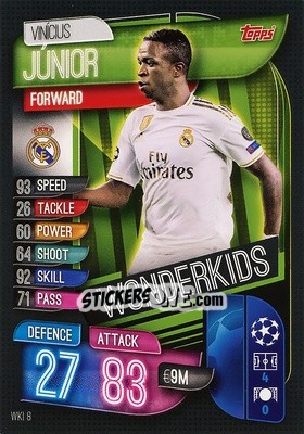 Sticker Vinicius Junior - UEFA Champions League 2019-2020. Match Attax. Spain/Portugal n. WKI8 - Topps