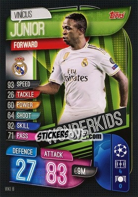 Figurina Vinicius Junior - UEFA Champions League 2019-2020. Match Attax. Spain/Portugal - Topps