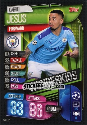 Sticker Gabriel Jesus - UEFA Champions League 2019-2020. Match Attax. Spain/Portugal n. WKI12 - Topps