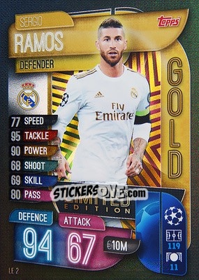 Sticker Sergio Ramos - UEFA Champions League 2019-2020. Match Attax. Spain/Portugal n. LE2 - Topps