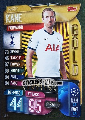 Sticker Harry Kane - UEFA Champions League 2019-2020. Match Attax. Spain/Portugal n. LE7 - Topps
