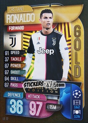Sticker Cristiano Ronaldo - UEFA Champions League 2019-2020. Match Attax. Spain/Portugal n. LE12 - Topps