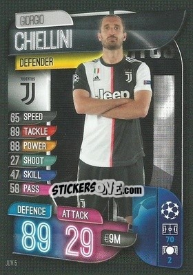 Sticker Giorgio Chiellini - UEFA Champions League 2019-2020. Match Attax. Italy n. JUV5 - Topps