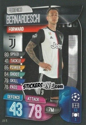 Sticker Federico Bernardeschi - UEFA Champions League 2019-2020. Match Attax. Italy n. JUV15 - Topps
