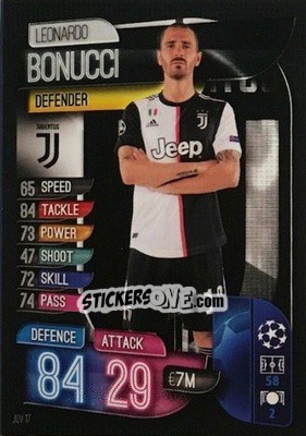 Sticker Leonardo Bonucci - UEFA Champions League 2019-2020. Match Attax. Italy n. JUV17 - Topps
