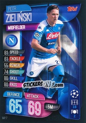 Sticker Piotr Zieliński - UEFA Champions League 2019-2020. Match Attax. Italy n. NAP7 - Topps