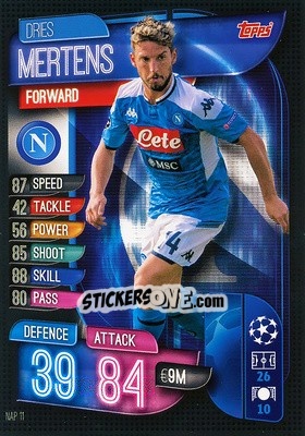 Sticker Dries Mertens - UEFA Champions League 2019-2020. Match Attax. Italy n. NAP11 - Topps