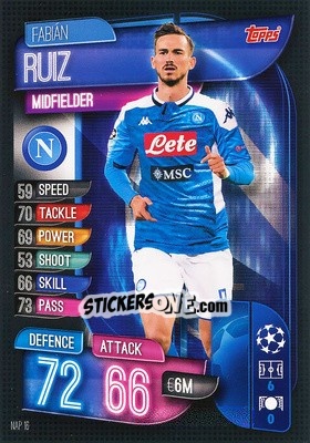 Sticker Fabián Ruiz - UEFA Champions League 2019-2020. Match Attax. Italy n. NAP16 - Topps