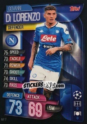 Sticker Giovanni Di Lorenzo - UEFA Champions League 2019-2020. Match Attax. Italy n. NAP17 - Topps