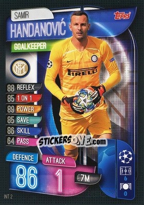 Sticker Samir Handanovic - UEFA Champions League 2019-2020. Match Attax. Italy - Topps