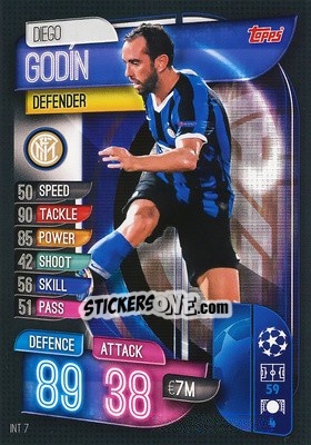Sticker Diego Godín - UEFA Champions League 2019-2020. Match Attax. Italy n. INT7 - Topps