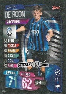 Sticker Marten de Roon - UEFA Champions League 2019-2020. Match Attax. Italy n. ATA7 - Topps