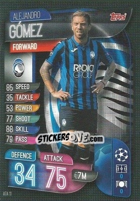 Sticker Alejandro Gómez - UEFA Champions League 2019-2020. Match Attax. Italy n. ATA11 - Topps