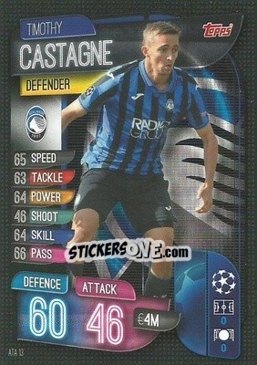 Sticker Timothy Castagne - UEFA Champions League 2019-2020. Match Attax. Italy - Topps