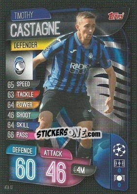 Sticker Timothy Castagne - UEFA Champions League 2019-2020. Match Attax. Italy n. ATA13 - Topps