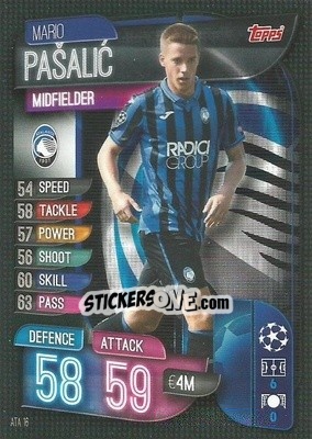 Figurina Mario Pašalic - UEFA Champions League 2019-2020. Match Attax. Italy - Topps