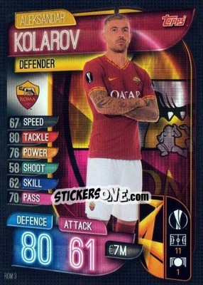 Sticker Aleksandar Kolarov - UEFA Champions League 2019-2020. Match Attax. Italy n. ROM3 - Topps