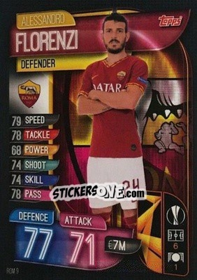 Cromo Alessandro Florenzi - UEFA Champions League 2019-2020. Match Attax. Italy - Topps