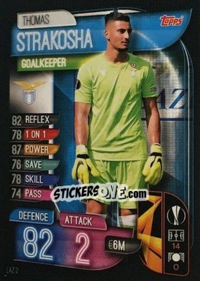 Sticker Thomas Strakosha - UEFA Champions League 2019-2020. Match Attax. Italy n. LAZ2 - Topps