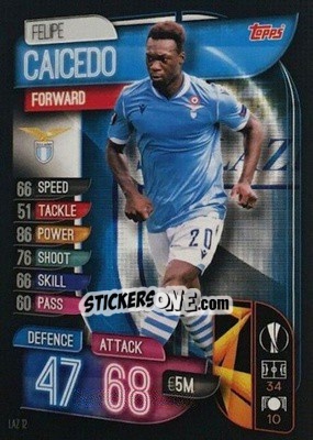 Sticker Felipe Caicedo - UEFA Champions League 2019-2020. Match Attax. Italy n. LAZ12 - Topps