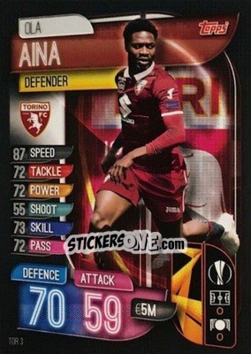 Sticker Ola Aina - UEFA Champions League 2019-2020. Match Attax. Italy n. TOR3 - Topps