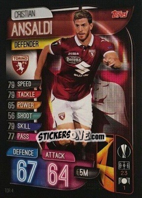 Sticker Cristian Ansaldi - UEFA Champions League 2019-2020. Match Attax. Italy n. TOR4 - Topps