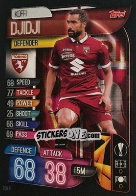 Sticker Koffi Djidji - UEFA Champions League 2019-2020. Match Attax. Italy n. TOR5 - Topps