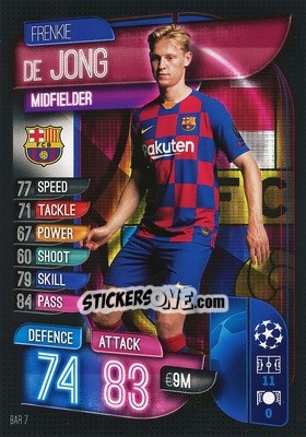 Sticker Frenkie de Jong - UEFA Champions League 2019-2020. Match Attax. Italy n. BAR7 - Topps