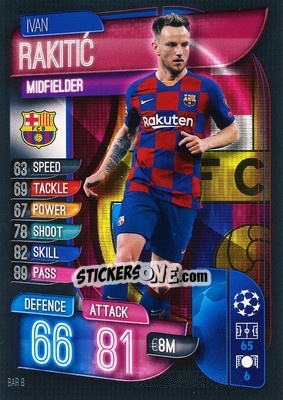 Sticker Ivan Rakitic - UEFA Champions League 2019-2020. Match Attax. Italy n. BAR8 - Topps
