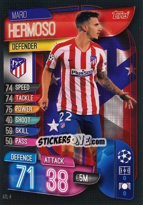 Sticker Mario Hermoso - UEFA Champions League 2019-2020. Match Attax. Italy n. ATL4 - Topps