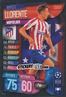 Sticker Marcos Llorente - UEFA Champions League 2019-2020. Match Attax. Italy n. ATL9 - Topps