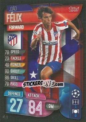 Sticker João Félix - UEFA Champions League 2019-2020. Match Attax. Italy n. ATL12 - Topps