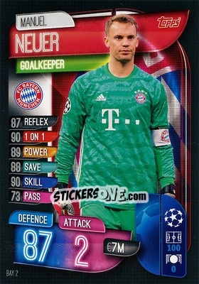 Sticker Manuel Neuer - UEFA Champions League 2019-2020. Match Attax. Italy n. BAY2 - Topps
