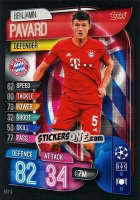 Sticker Benjamin Pavard - UEFA Champions League 2019-2020. Match Attax. Italy n. BAY4 - Topps