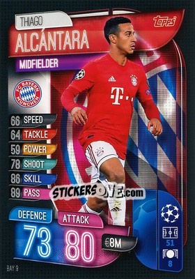 Sticker Thiago Alcántara - UEFA Champions League 2019-2020. Match Attax. Italy n. BAY9 - Topps