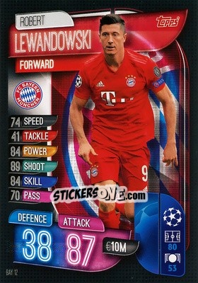 Sticker Robert Lewandowski - UEFA Champions League 2019-2020. Match Attax. Italy n. BAY12 - Topps