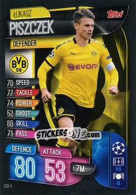 Sticker Lukasz Piszczek - UEFA Champions League 2019-2020. Match Attax. Italy n. DOR4 - Topps