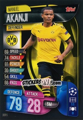 Sticker Manuel Akanji - UEFA Champions League 2019-2020. Match Attax. Italy n. DOR5 - Topps
