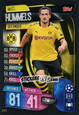 Sticker Mats Hummels - UEFA Champions League 2019-2020. Match Attax. Italy n. DOR6 - Topps