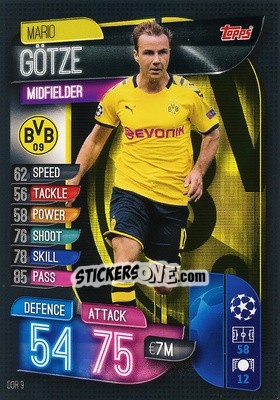 Sticker Mario Götze - UEFA Champions League 2019-2020. Match Attax. Italy n. DOR9 - Topps