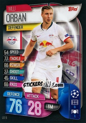 Sticker Willi Orban - UEFA Champions League 2019-2020. Match Attax. Italy n. LEI5 - Topps