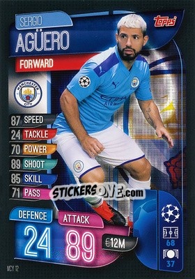 Sticker Sergio Agüero - UEFA Champions League 2019-2020. Match Attax. Italy n. MCY12 - Topps