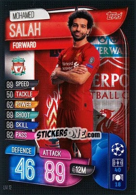 Sticker Mohamed Salah - UEFA Champions League 2019-2020. Match Attax. Italy - Topps