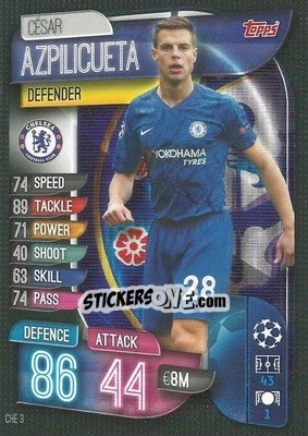 Cromo César Azpilicueta - UEFA Champions League 2019-2020. Match Attax. Italy - Topps