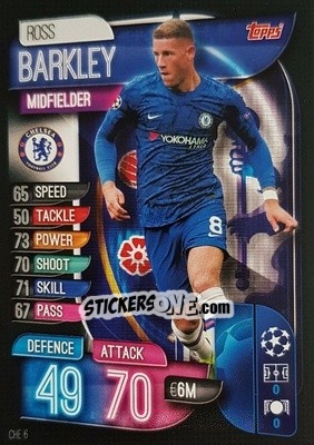 Sticker Ross Barkley - UEFA Champions League 2019-2020. Match Attax. Italy n. CHE6 - Topps