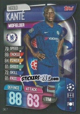 Sticker N'Golo Kanté - UEFA Champions League 2019-2020. Match Attax. Italy - Topps