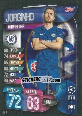 Sticker Jorginho - UEFA Champions League 2019-2020. Match Attax. Italy n. CHE8 - Topps