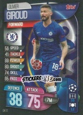 Cromo Olivier Giroud - UEFA Champions League 2019-2020. Match Attax. Italy - Topps
