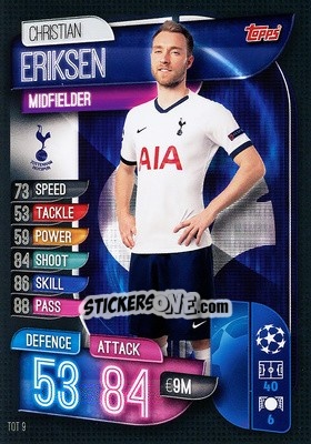 Sticker Christian Eriksen - UEFA Champions League 2019-2020. Match Attax. Italy n. TOT9 - Topps