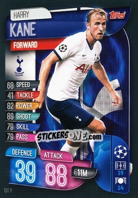 Sticker Harry Kane - UEFA Champions League 2019-2020. Match Attax. Italy n. TOT11 - Topps